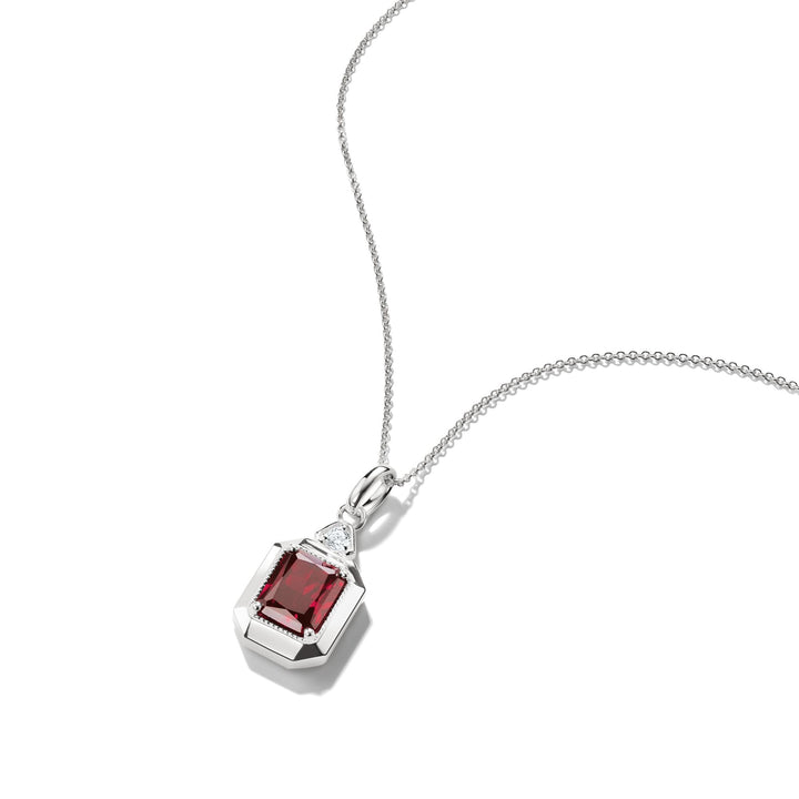 Necklace with Red Octagon Zirconia Pendant