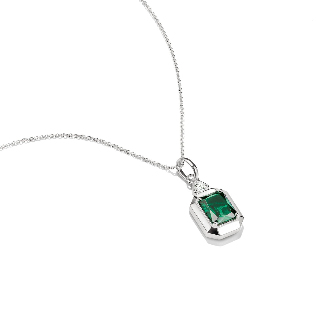 Necklace with Green Octagon Stone Pendant