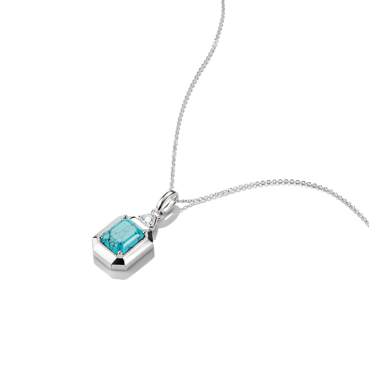 Necklace with Imitation Turquoise Octagon Pendant