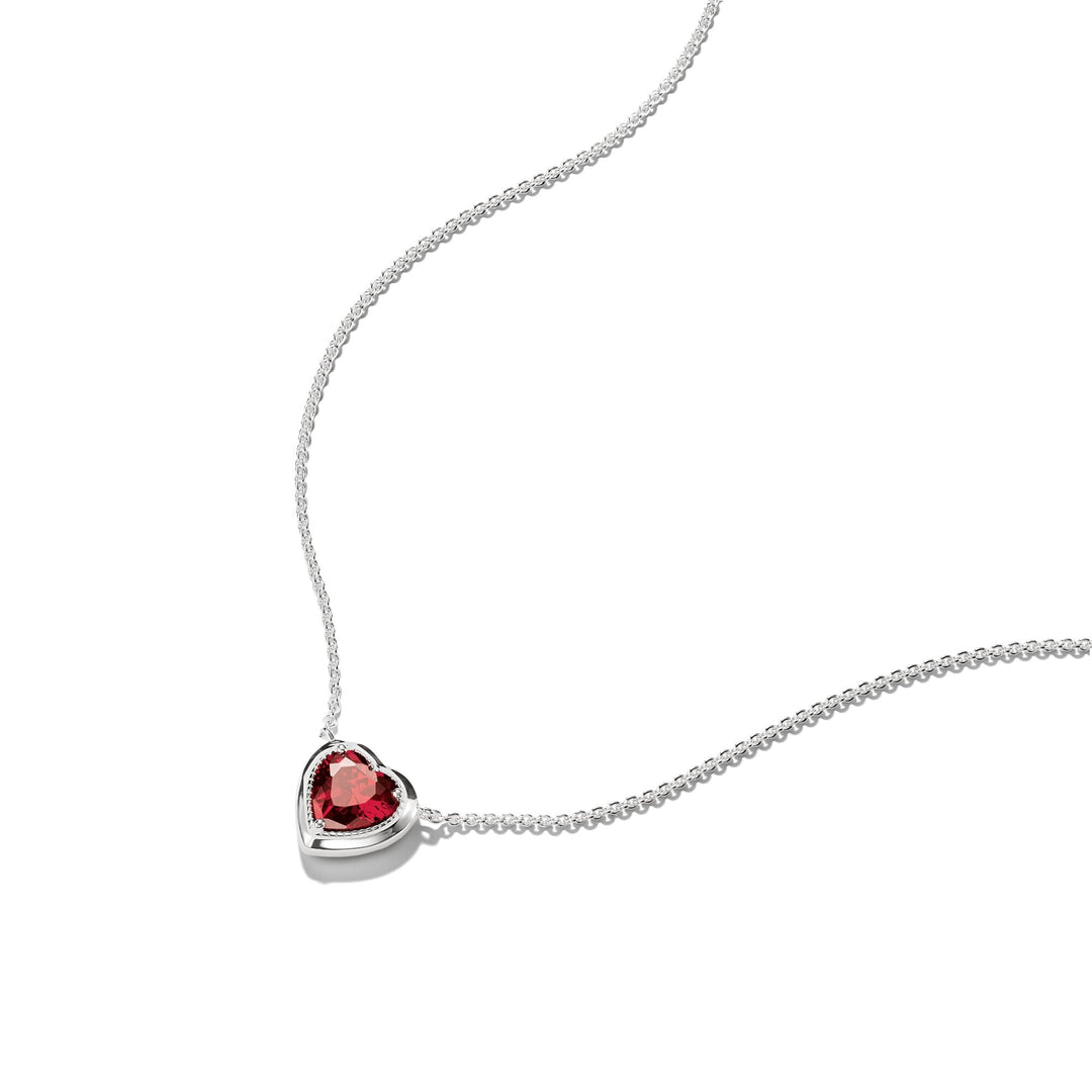 Necklace with Red Heart Stone Silver