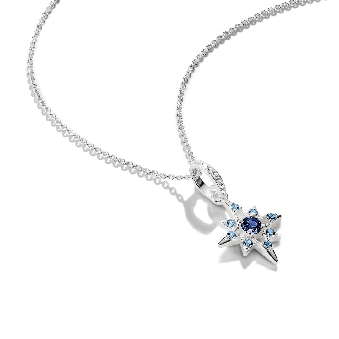 Necklace star with blue stones
