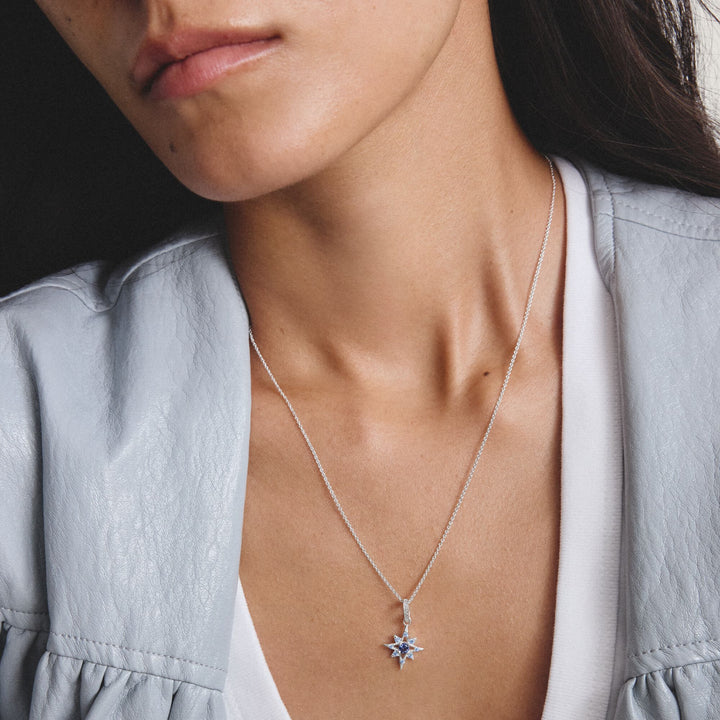 Necklace star with blue stones