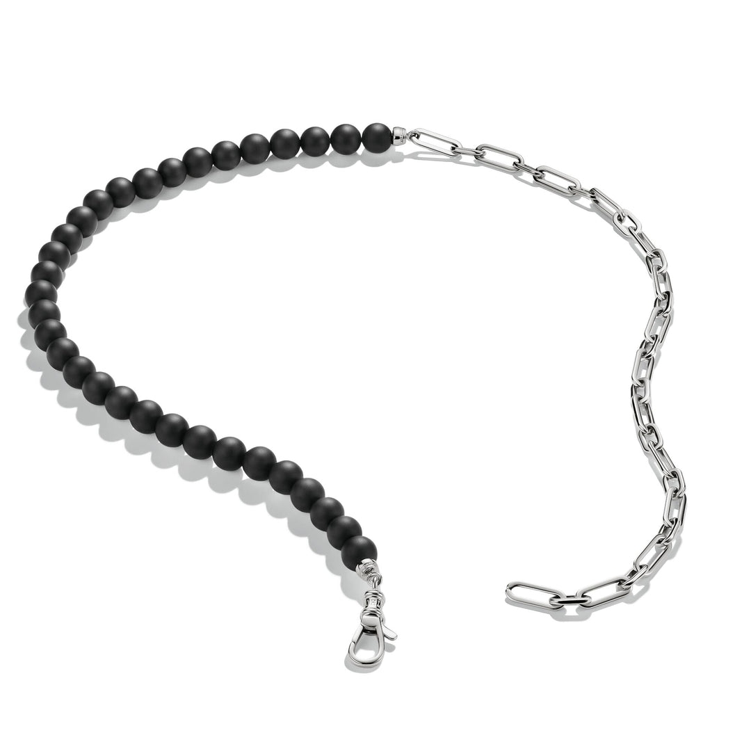 Stainless Steel Obsidian Bead Necklace