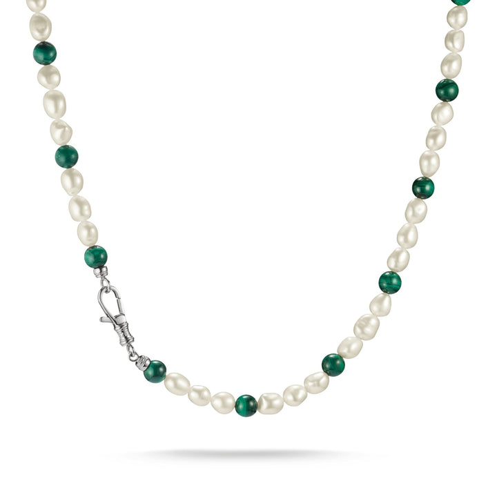 Stainless Steel Malachite and Freshwater Pearl Necklace | THOMAS SABO