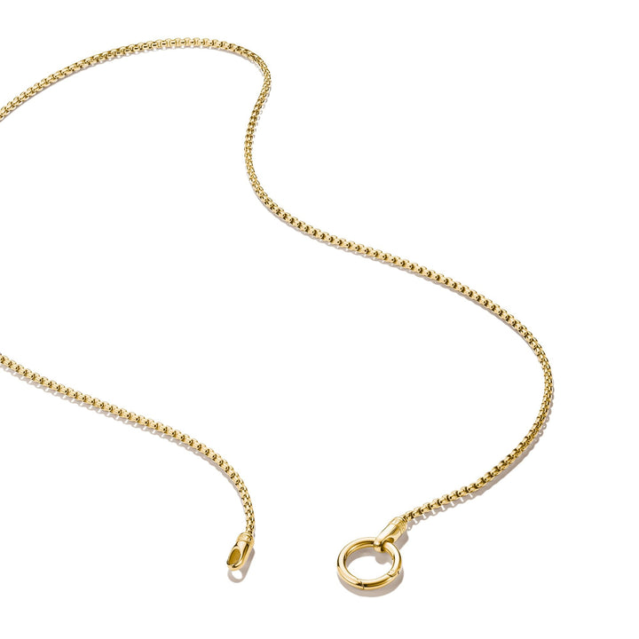 Gold-Tone Stainless Steel Box Chain Necklace with Ring Clasp 2.7mm