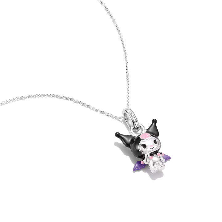 Hello Kitty Kuromi Necklace with Bat Wings, Silver-Plated