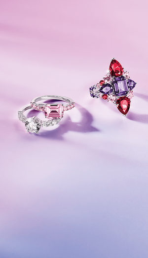 Heritage Glam Collection by THOMAS SABO, featuring bright pink, purple and silver jewellery