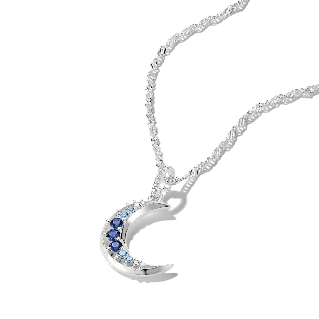 Pendant moon with blue stones