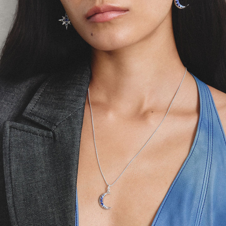 Pendant moon with blue stones