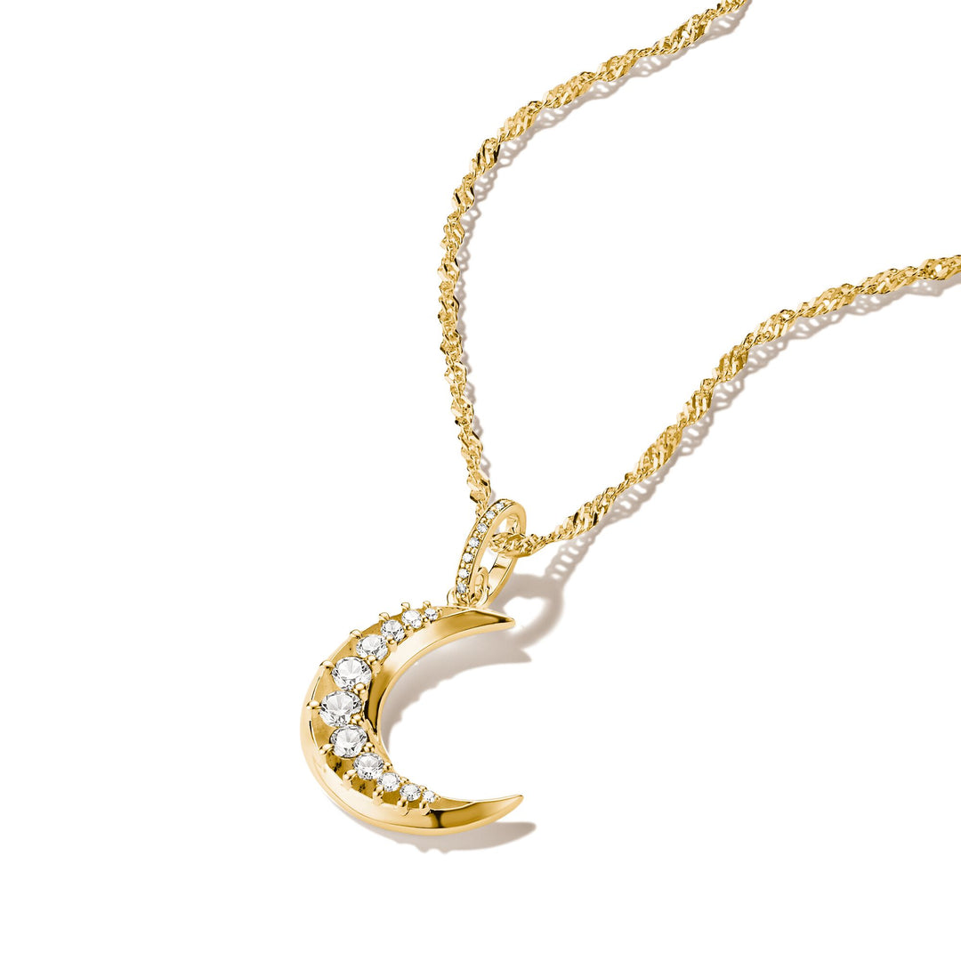 Pendant moon with zirconia