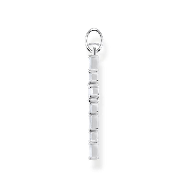 Cross pendant with white zirconia side view