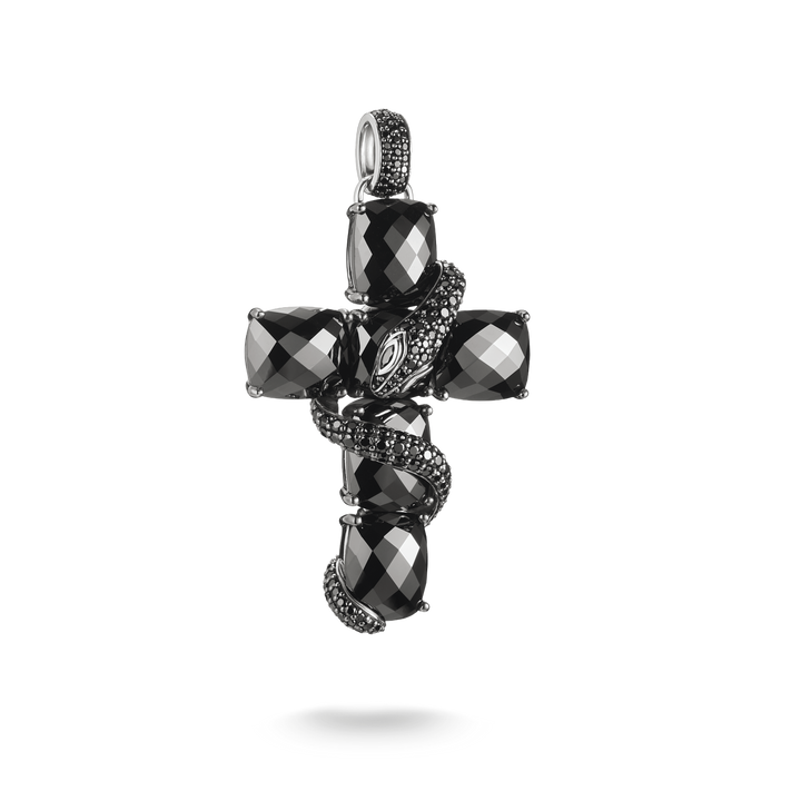 Cross pendant with snake and black zirconia | THOMAS SABO Australia