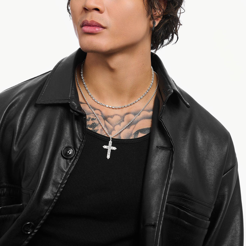 White Romance Cross Pendant and Necklace Set