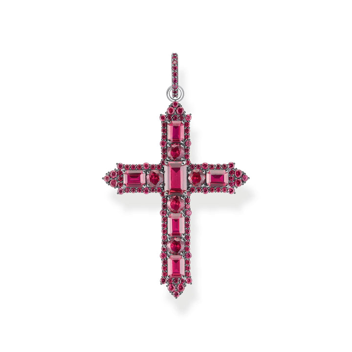 Blackened cross pendant with ruby red stones | THOMAS SABO Australia