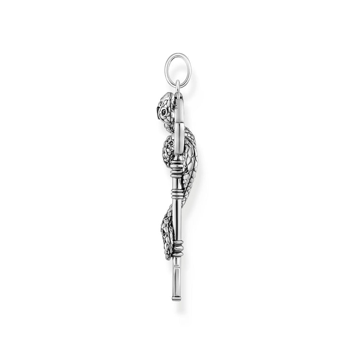 Snake pendant with vintage silver key