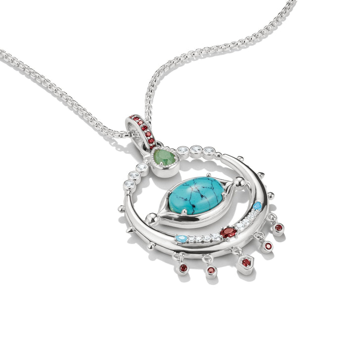 Eye Amulet Pendant with Oval Imitation Turquoise