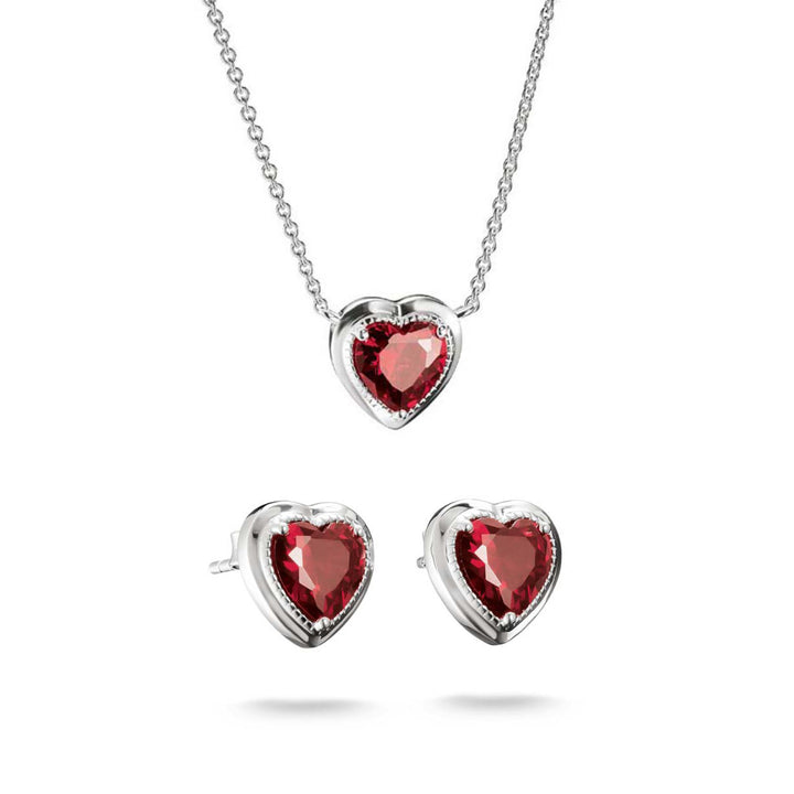 Red Heart Necklace &amp; Earrings Set
