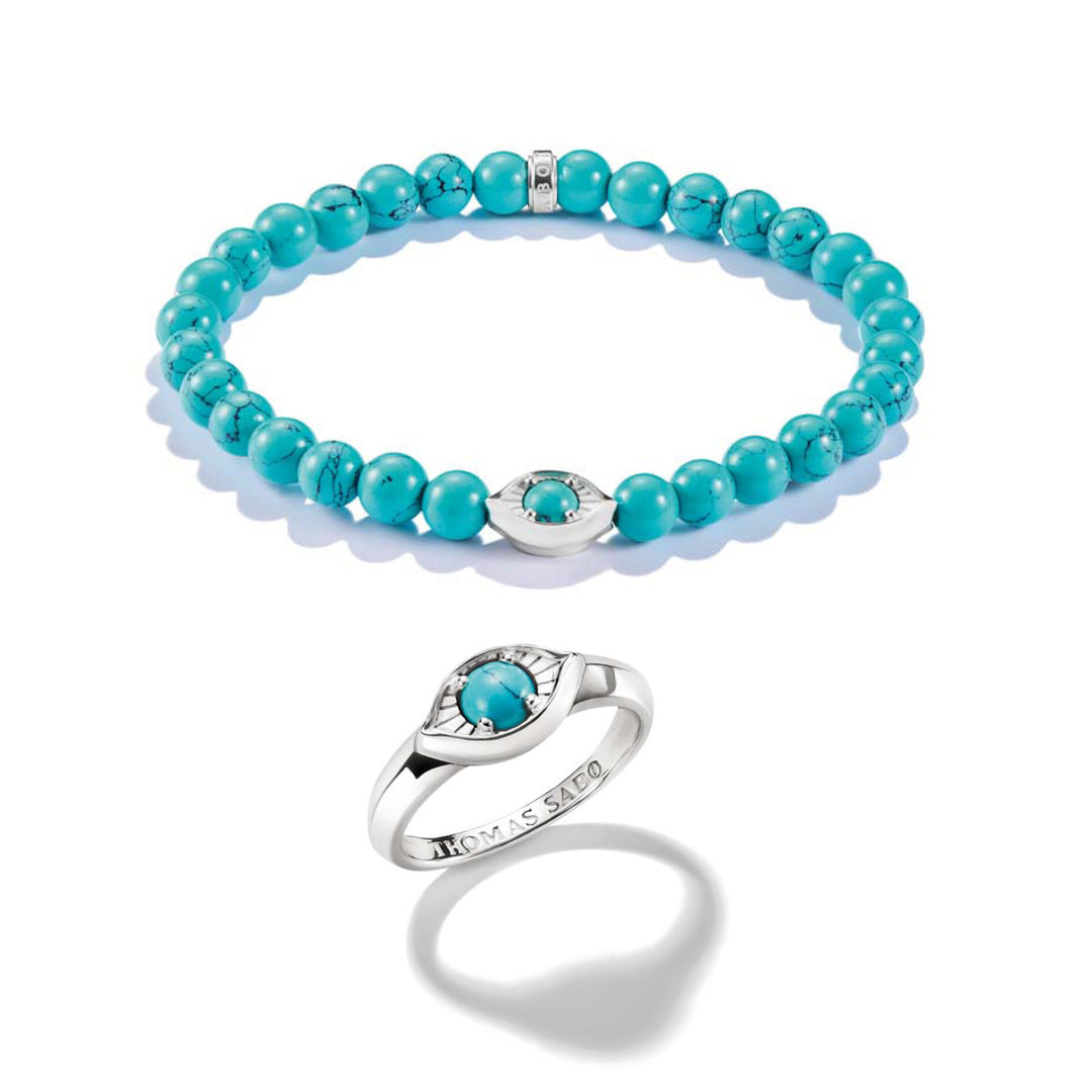 Turquoise Eye Bracelet &amp; Ring Set
