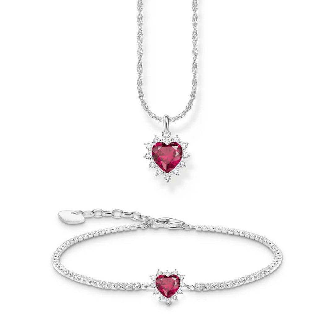 Red Heart Necklace &amp; Bracelet Set