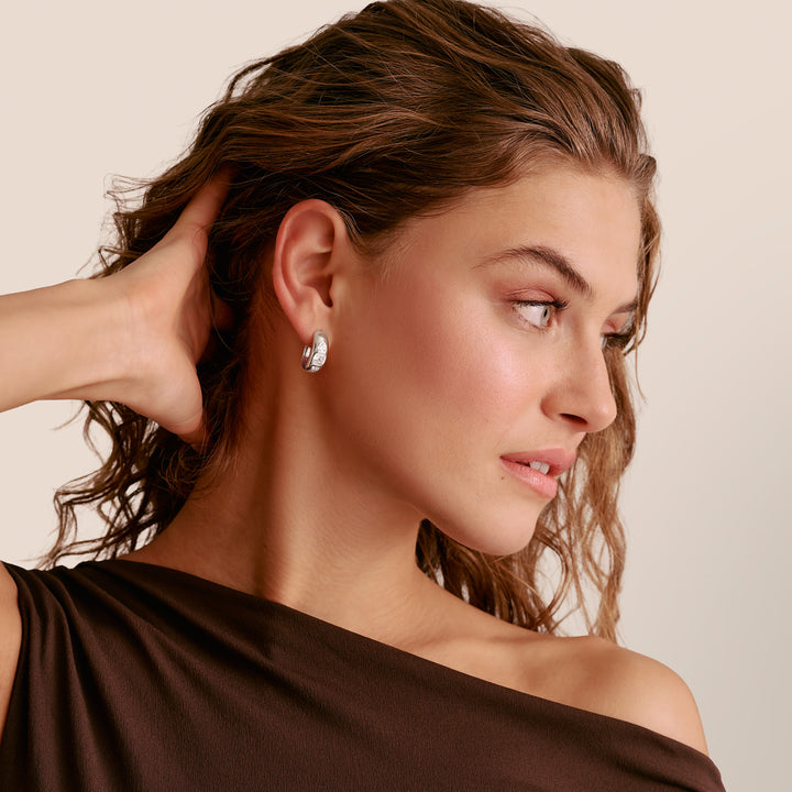 Silver and Cubic Zirconia hoop earrings