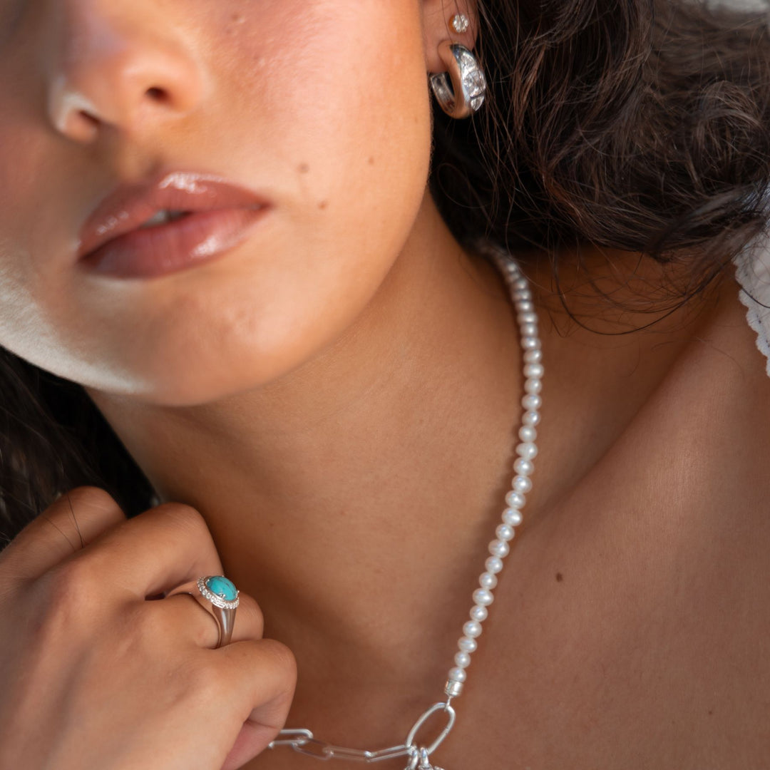 Silver and Cubic Zirconia hoop earrings