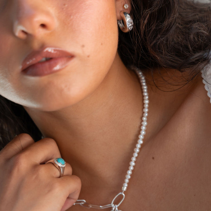 Silver and Cubic Zirconia hoop earrings