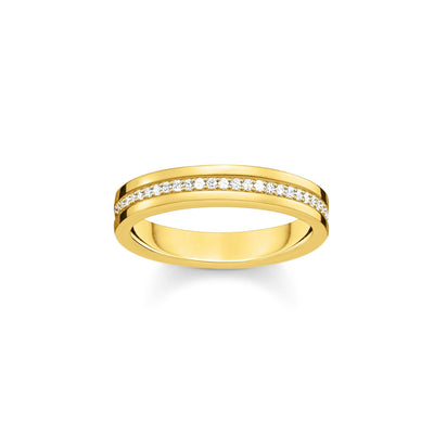 Golden Band Ring with white zirconia | THOMAS SABO Australia