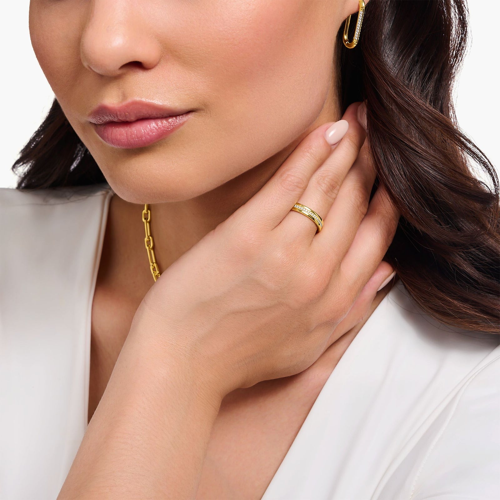 Golden Band Ring with white zirconia | THOMAS SABO Australia
