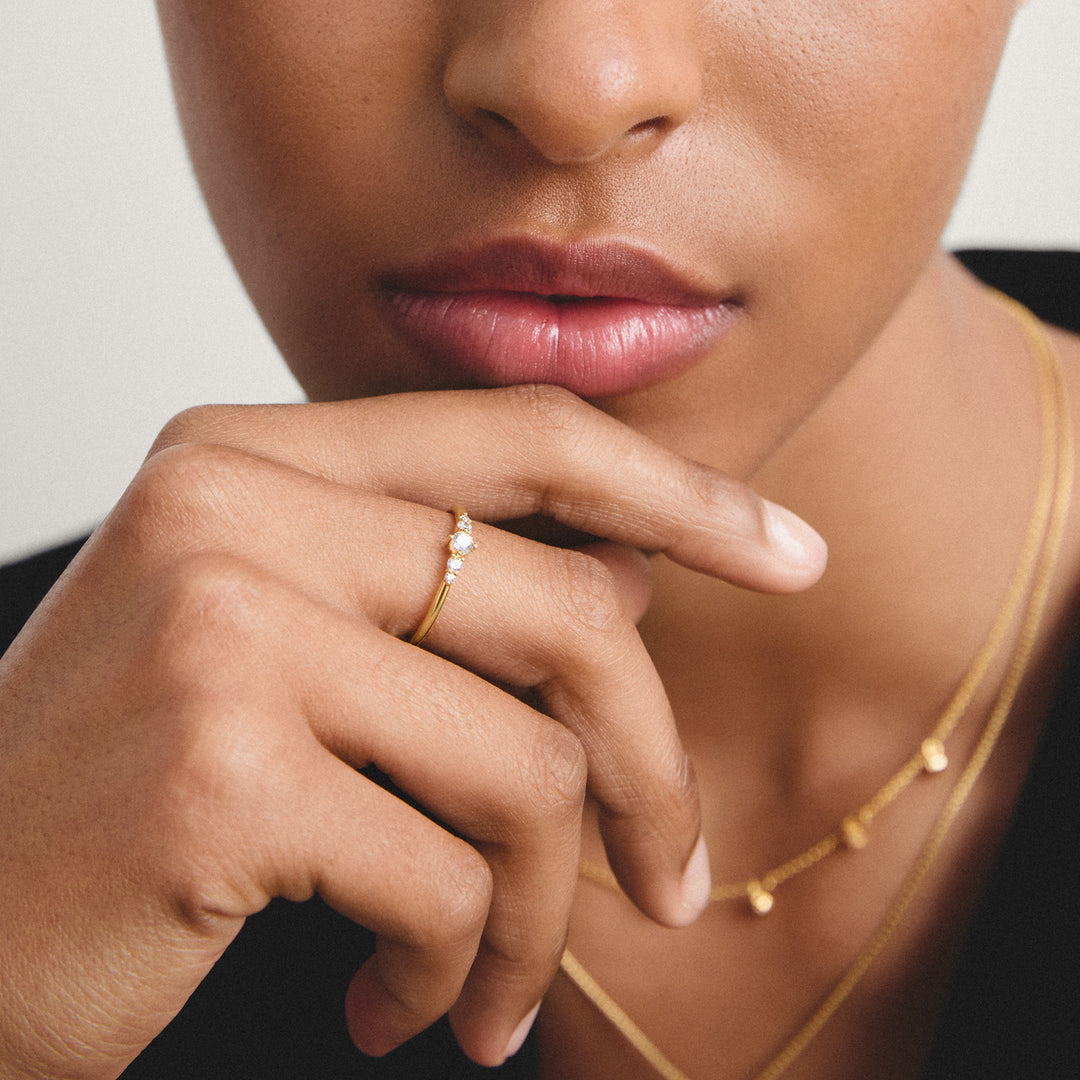 Ring with zirconia stones