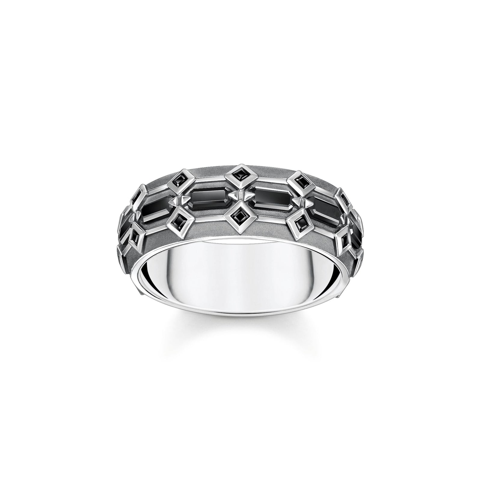 Ring wide crocodile shell with stones silver blackened | THOMAS SABO Australia