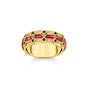Wide gold plated ring in crocodile design with red stones | THOMAS SABO Australia