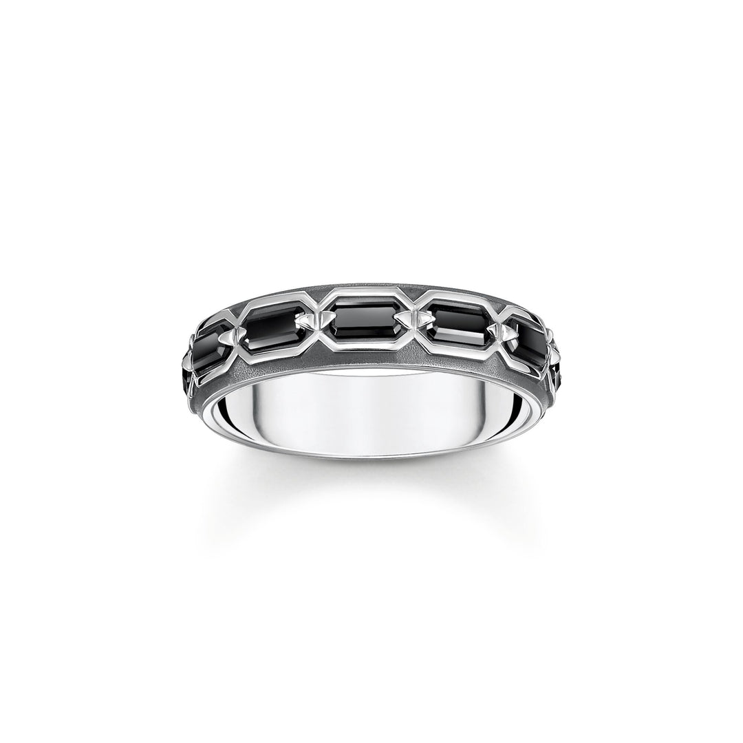 Ring crocodile shell with stones silver blackened | THOMAS SABO Australia