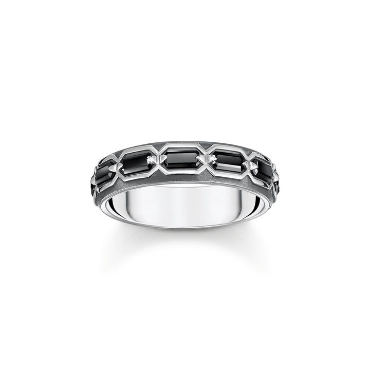 Ring crocodile shell with stones silver blackened | THOMAS SABO Australia