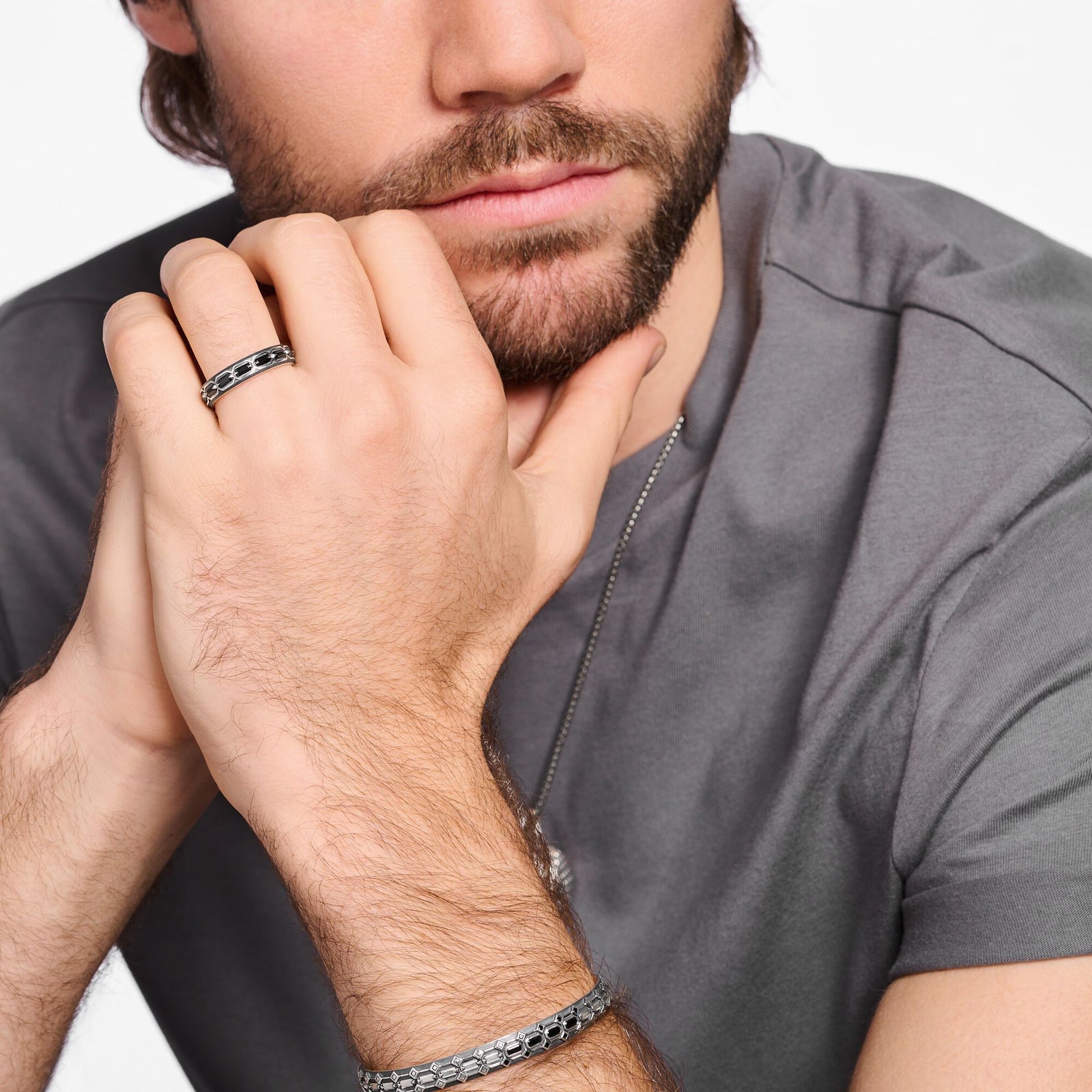 Ring crocodile shell with stones silver blackened | THOMAS SABO Australia