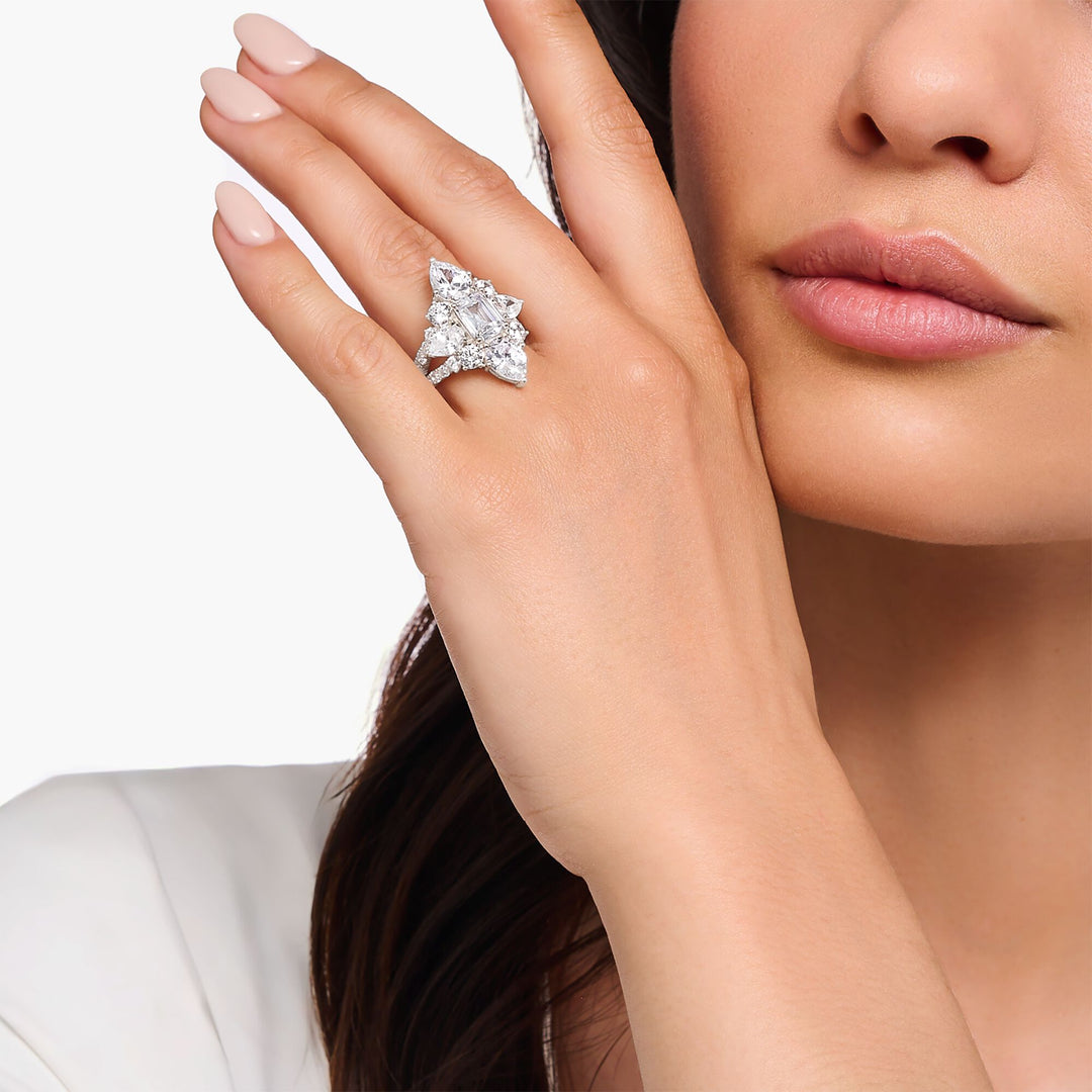 Heritage Glam cocktail ring with white zirconia stones | THOMAS SABO Australia