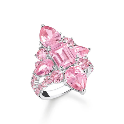 Cocktail ring with pink zirconia stones | THOMAS SABO Australia