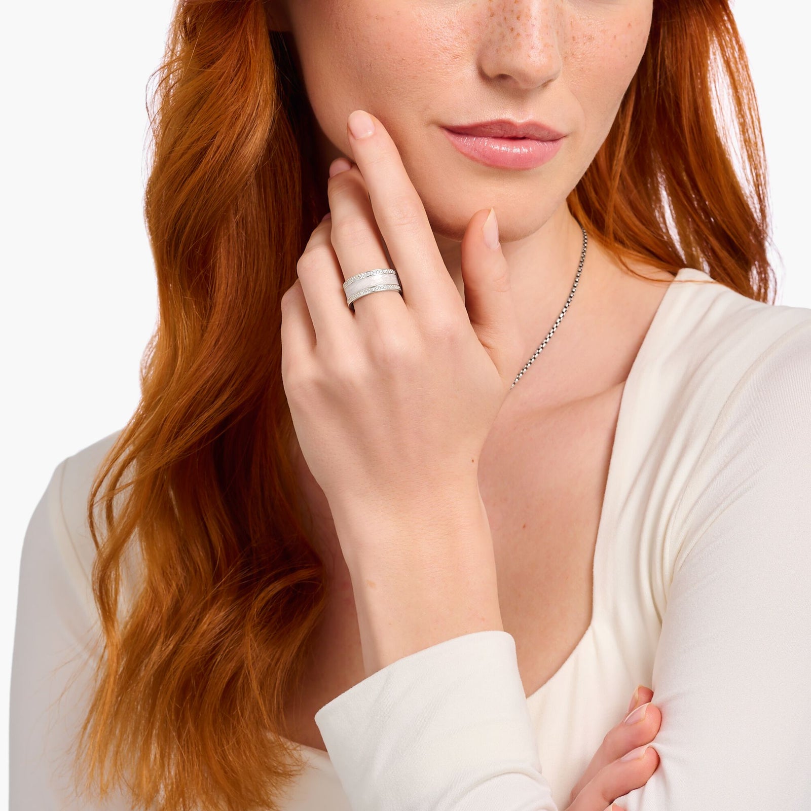 Band ring with cold enamel and stones | THOMAS SABO Australia