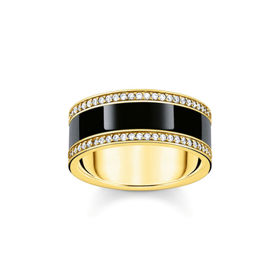 Band ring with black cold enamel and zirconia | THOMAS SABO Australia