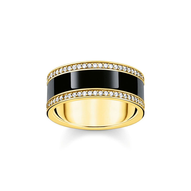 Band ring with black cold enamel and zirconia | THOMAS SABO Australia