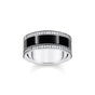 Silver Band ring with black cold enamel and zirconia | THOMAS SABO Australia