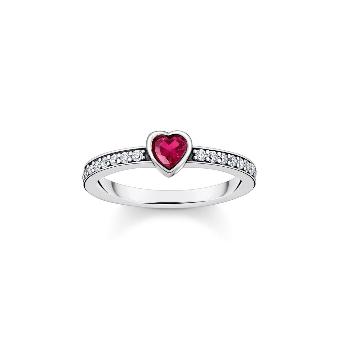Solitaire ring with red heart-shaped stone | THOMAS SABO Australia