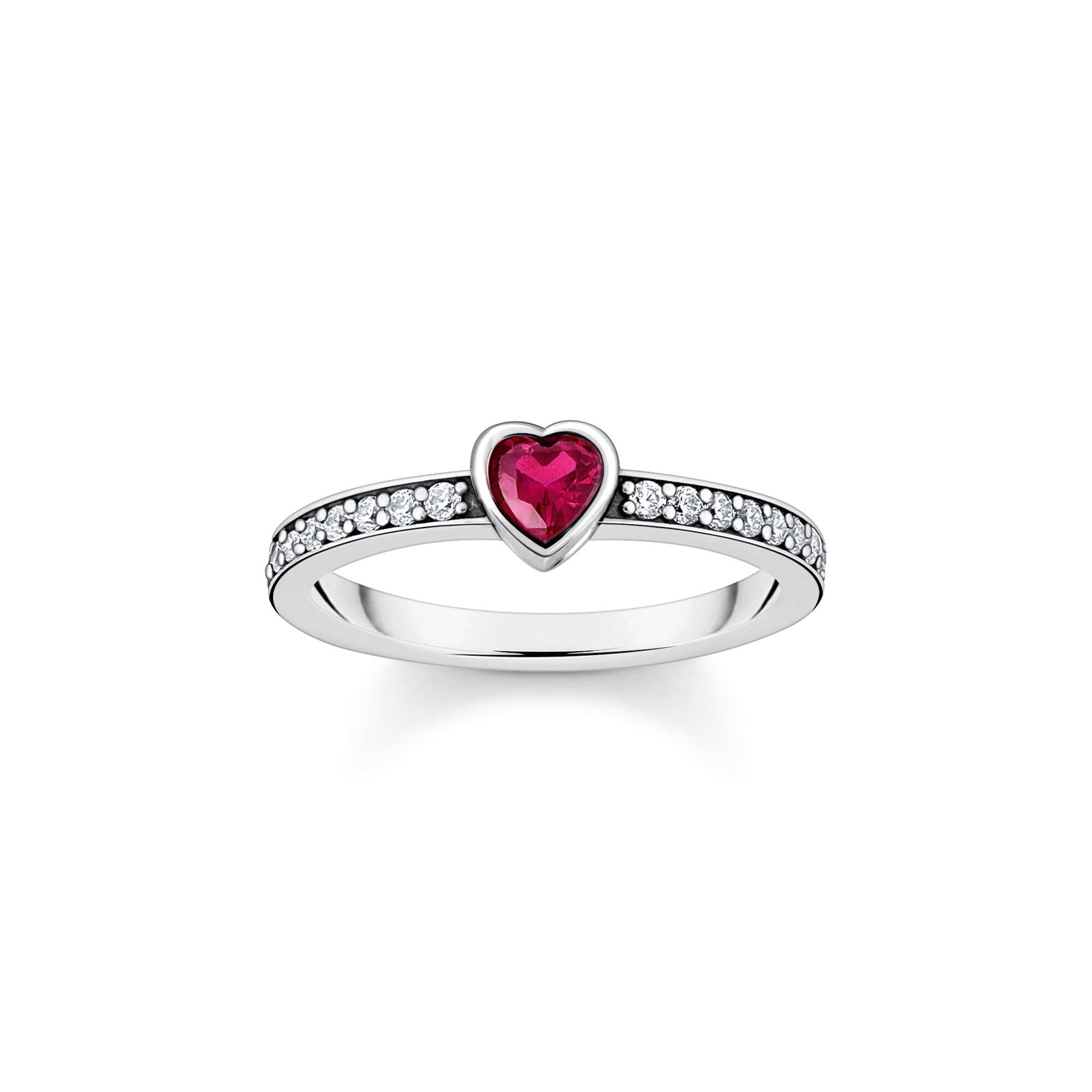 Solitaire ring with red heart-shaped stone | THOMAS SABO Australia