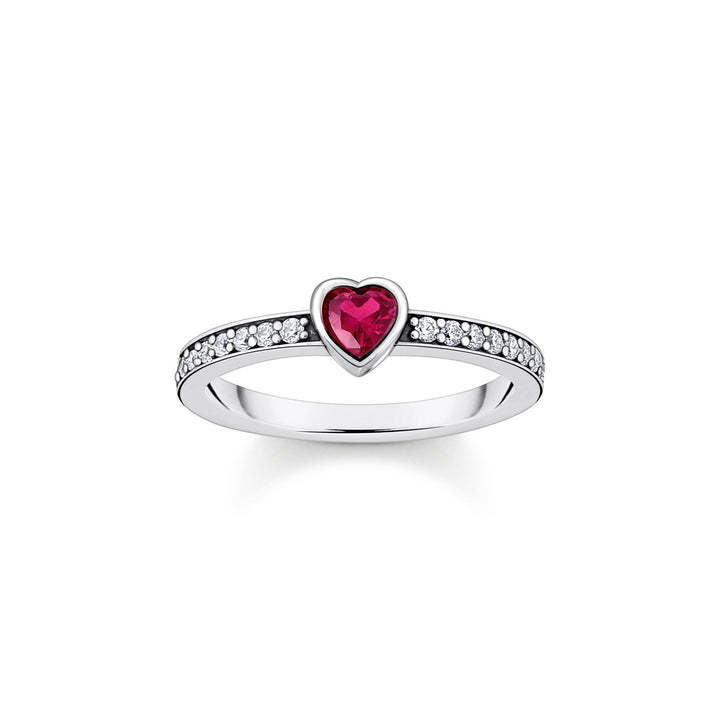 Solitaire ring with red heart-shaped stone | THOMAS SABO Australia