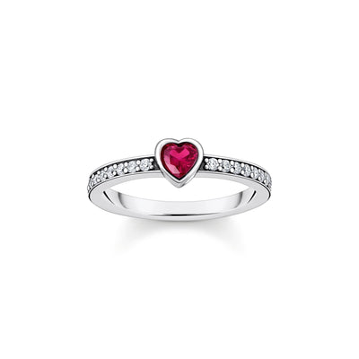 Solitaire ring with red heart-shaped stone | THOMAS SABO Australia