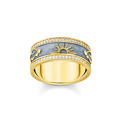 Band ring with blue cold enamel and cosmic symbols | THOMAS SABO Australia
