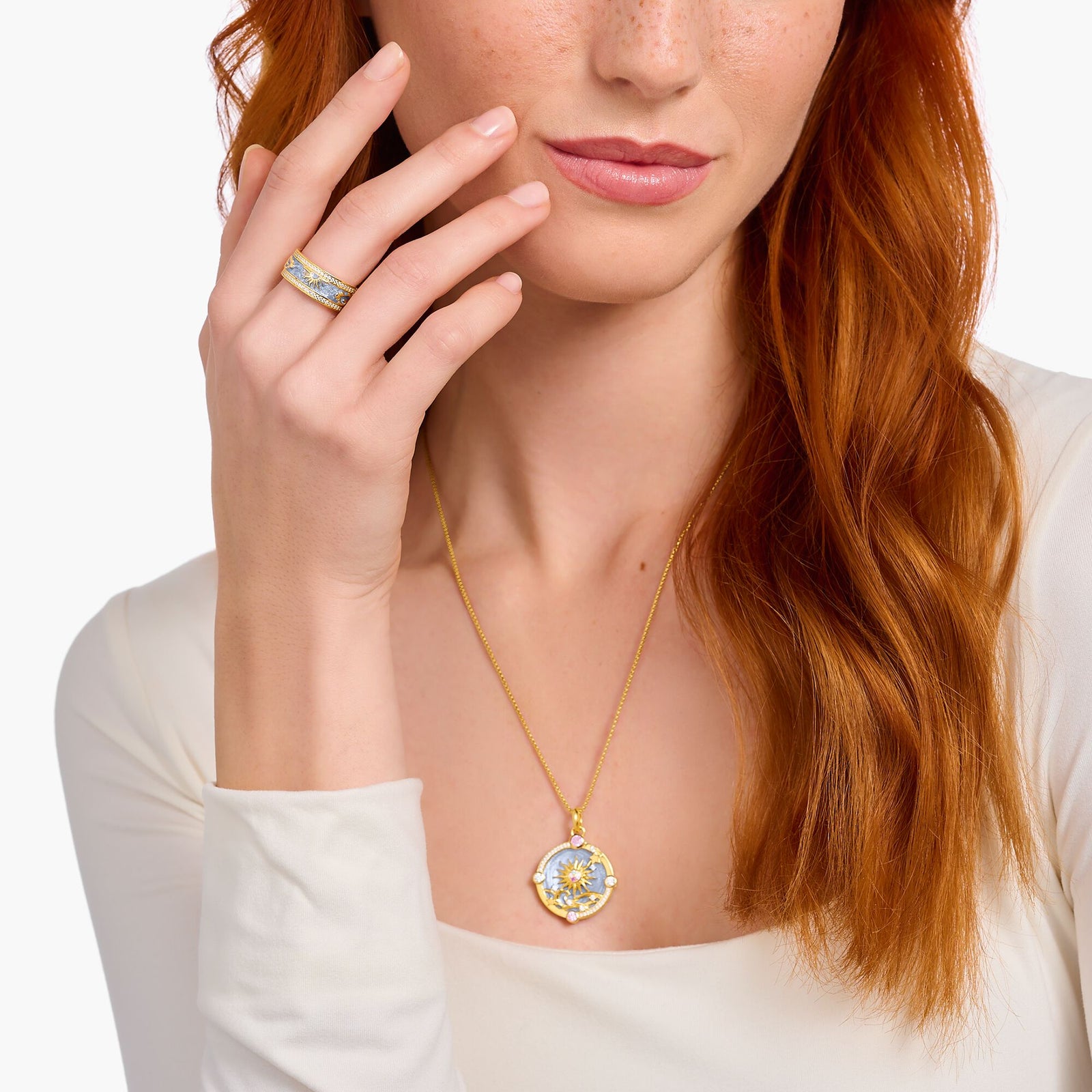 Band ring with blue cold enamel and cosmic symbols | THOMAS SABO Australia