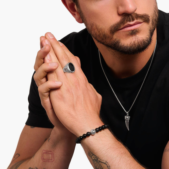 Rebel Wolf ring with onyx | THOMAS SABO Australia
