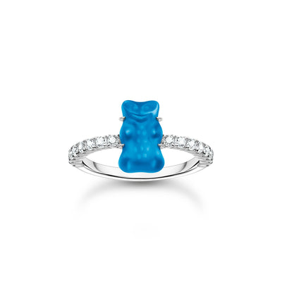 THOMAS SABO x HARIBO: Silver Ring with Blueberry Blue Mini Goldbear  | THOMAS SABO Australia