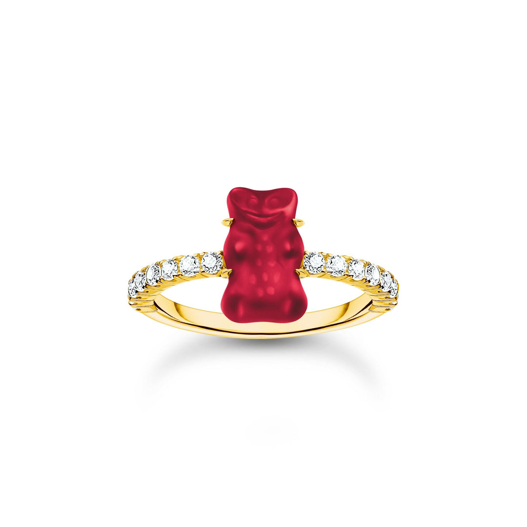 THOMAS SABO x HARIBO: Gold-plated Ring with Blueberry Blue &amp; Strawberry Red Goldbear  | THOMAS SABO Australia