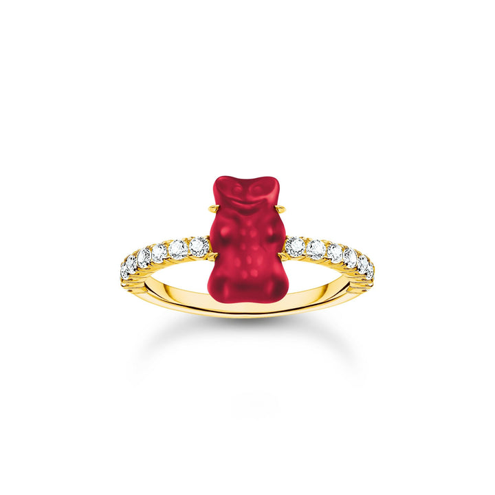 THOMAS SABO x HARIBO: Gold-plated Ring with Blueberry Blue &amp; Strawberry Red Goldbear  | THOMAS SABO Australia